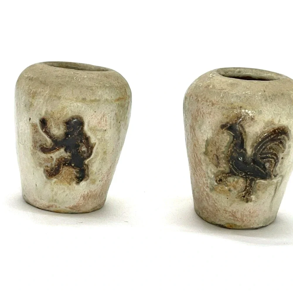 Vintage Armogres, Miniature Belgium Pottery Vases, Handmade 2.75
